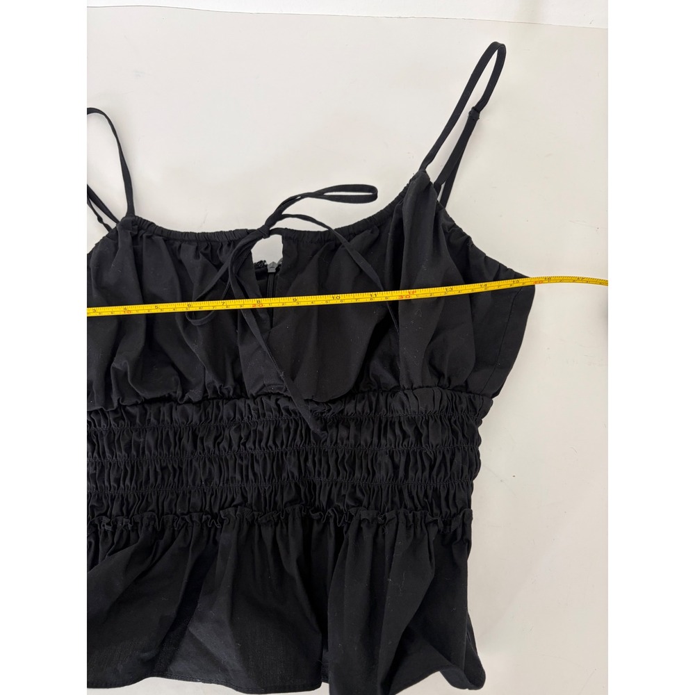 WAYF Black Smocked Peplum Tank Y2K Festival Indie Flirty Waist Size Medium Top - Picture 6 of 11